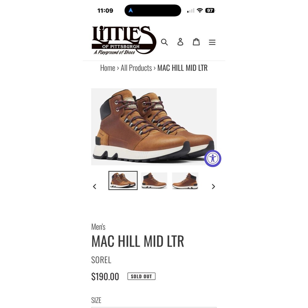 Sorel Mac Hill Mid LTR Boots Sz. 14 Elk